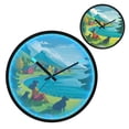 thumbnail image 2 of Indoor 12' Voice-Activated Luminous Decoration Wall Clock With LED Night Light Blue Water Green Trees, 2 of 8