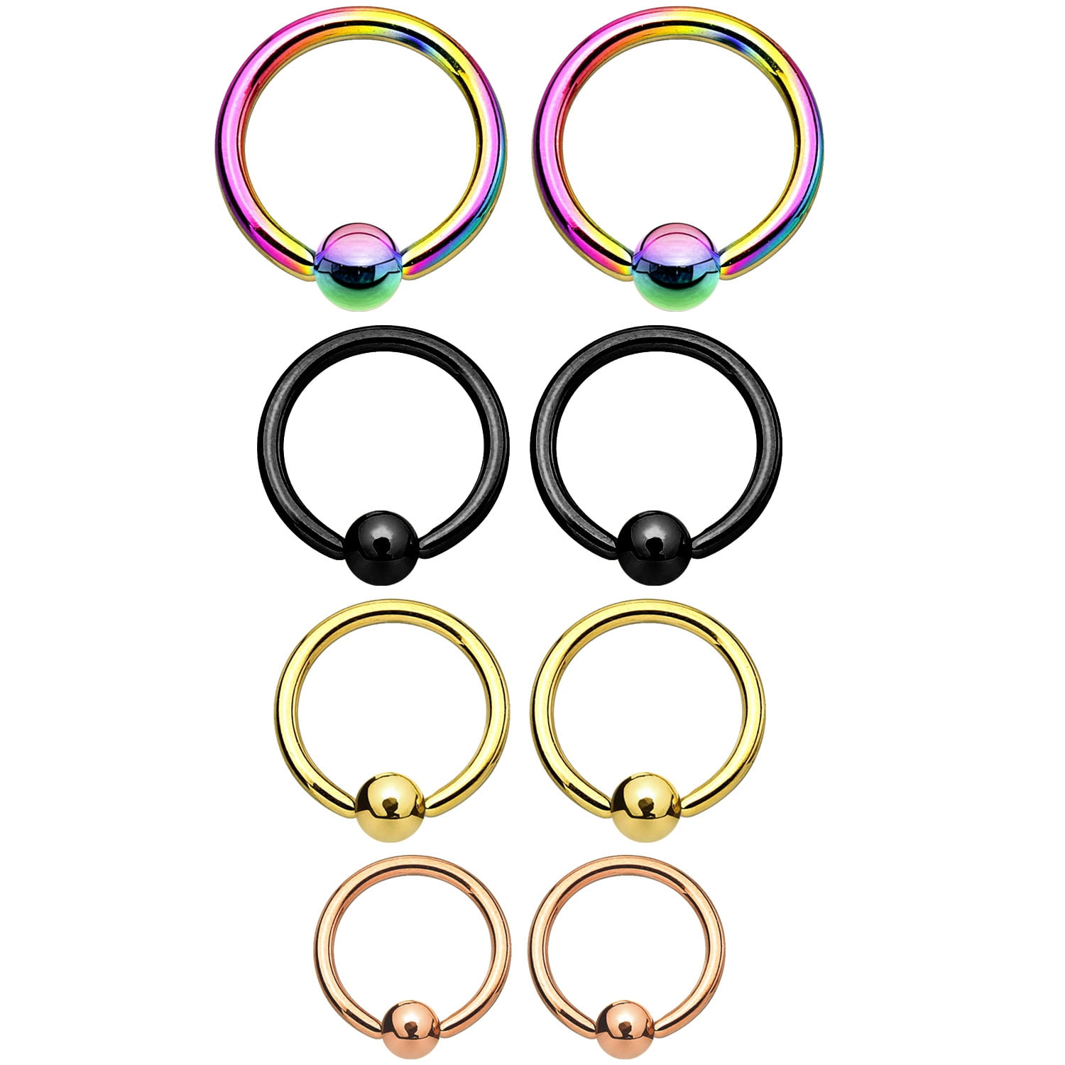316L STEEL CAPTIVE BCR NIPPLE BELLY EYEBROW RING CHOICE OF COLOURS FREE P&P