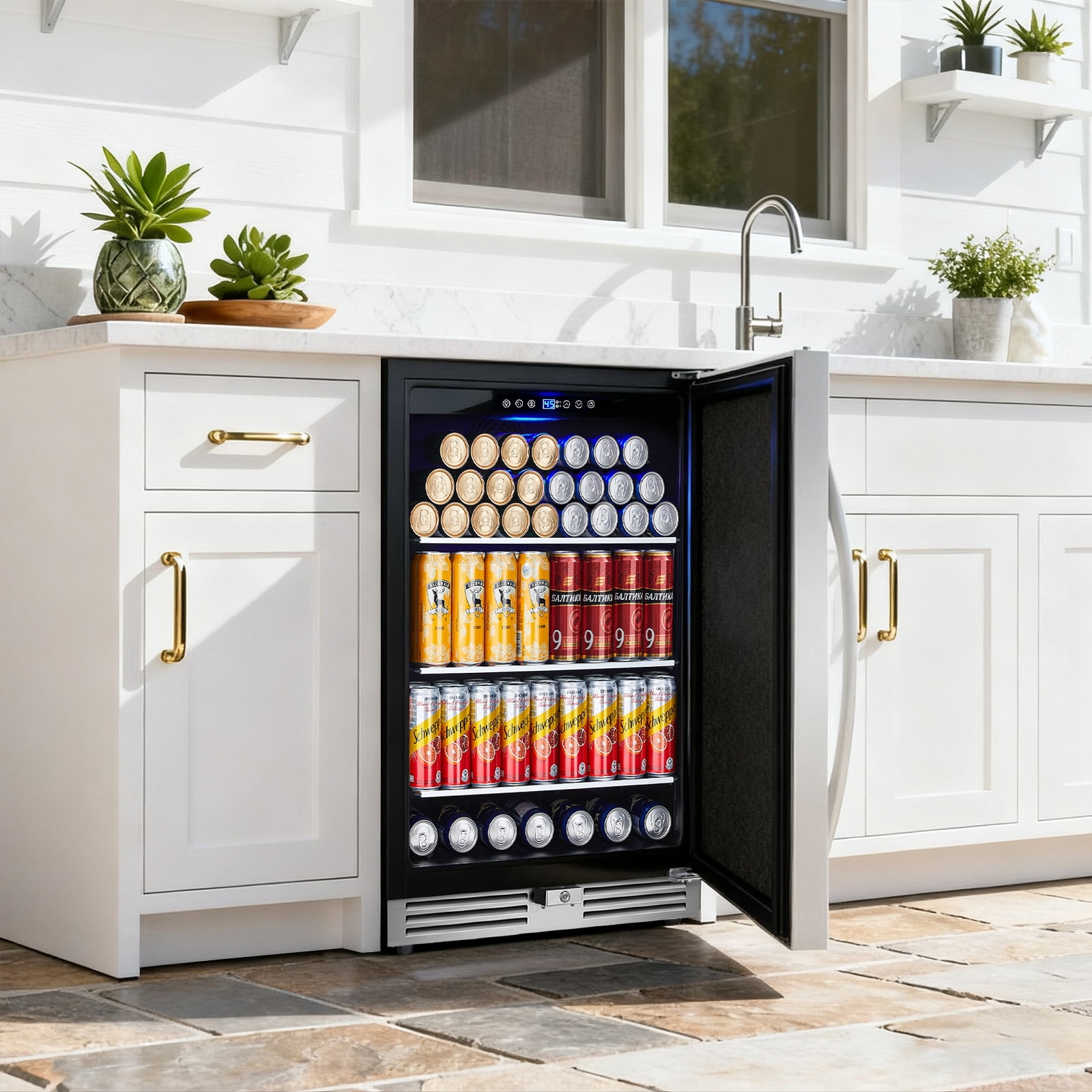 TITTLA 24 Inch Beverage Refrigerator, 210 Can Beverage Fridge for Beer Wine Soda, Beverage Cooler Built-in and Drink Fridge