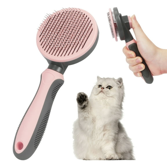 Toplive Pet Grooming Brush for Dogs and Cats, Self Cleaning Slicker Dog Cat Brush with Thin Teeth to Remove Loose Fur, Tangles & Dirt, Great for Long and Short Haired Cats & Dogs, Pink