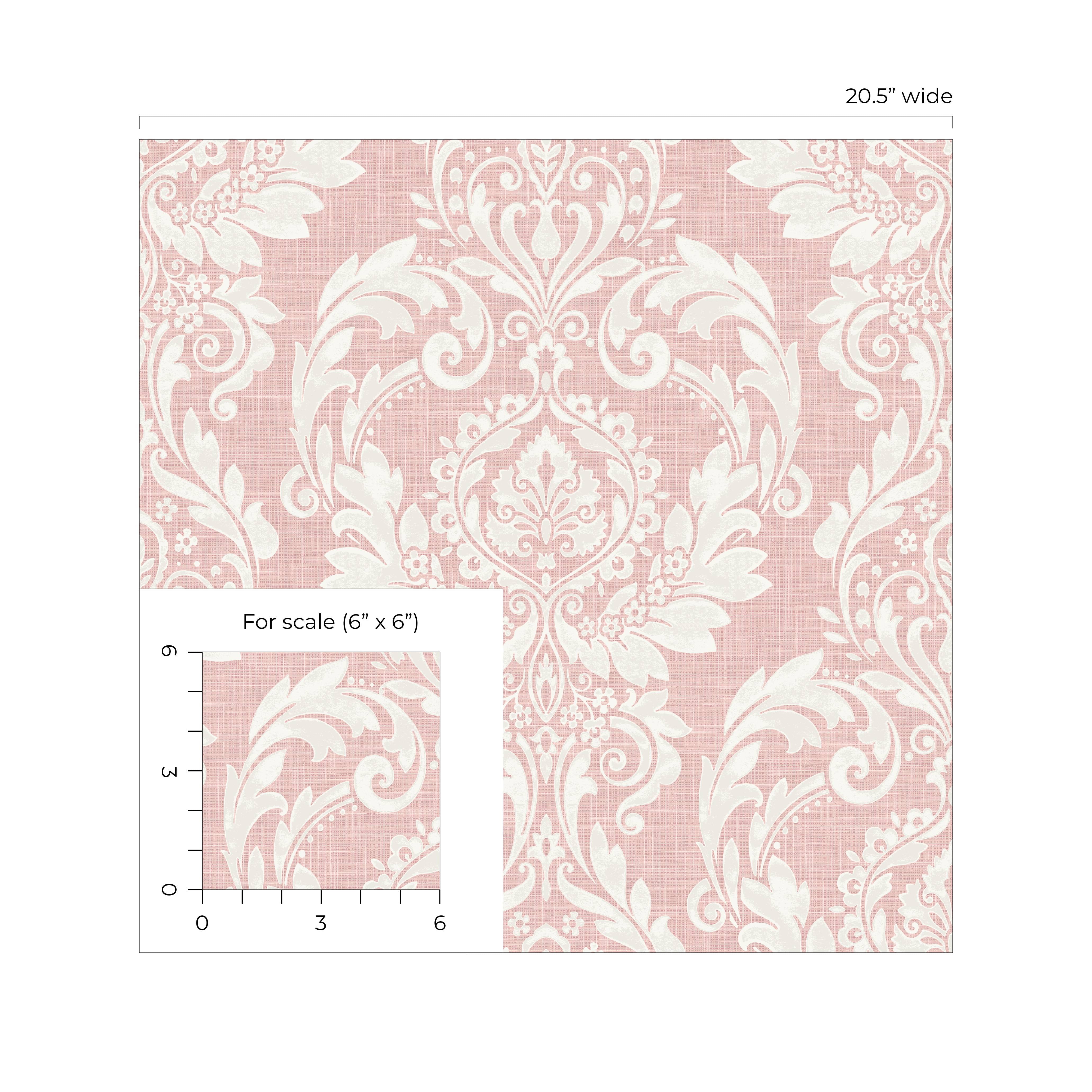 NextWall Light Pink Cora Damask Peel and Stick Wallpaper