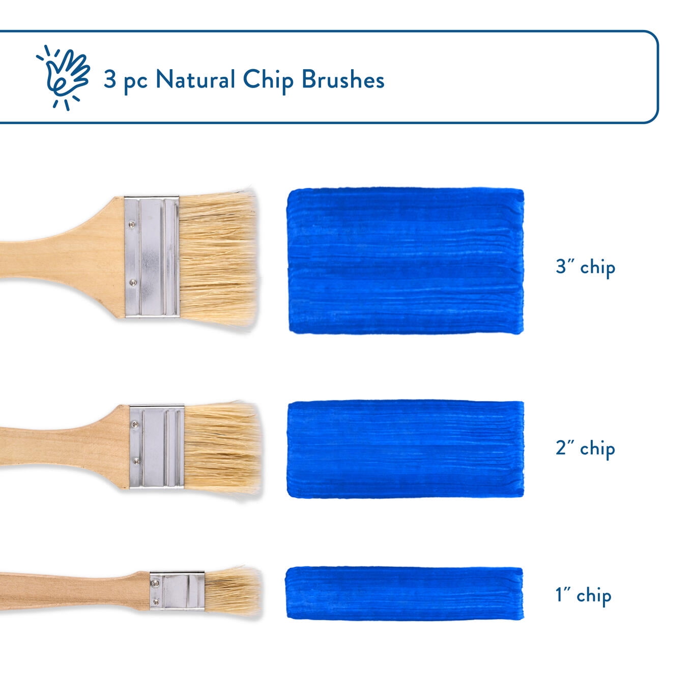 Hello Hobby 3 Piece Natural Chip Brush Set