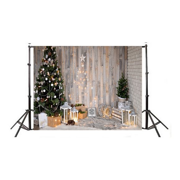 Christmas Backdrop Festive Birthday Party Family Party Scene Decoration Photography Studio Backdrop Christmas Decoration (White+Green)