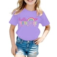 thumbnail image 2 of Arlun First Day of School Short Sleeved T-Shirt for Girls Fashionable Fifth Grade Back to School Outfits Casual Crewneck Soft Cozy Cute Colorful Letter Print Graphic Tees 140, 2 of 4
