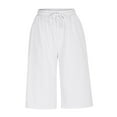 thumbnail image 3 of Oplxuo Womens Summer Bermuda Linen Shorts Knee Length Lightweight Loose Summer Casual Shorts with Pockets, 3 of 6