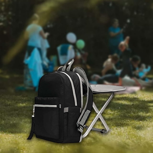 Silla de Mochila Baoblaze libre con Taburete plegable para camping picnic senderismo Negro