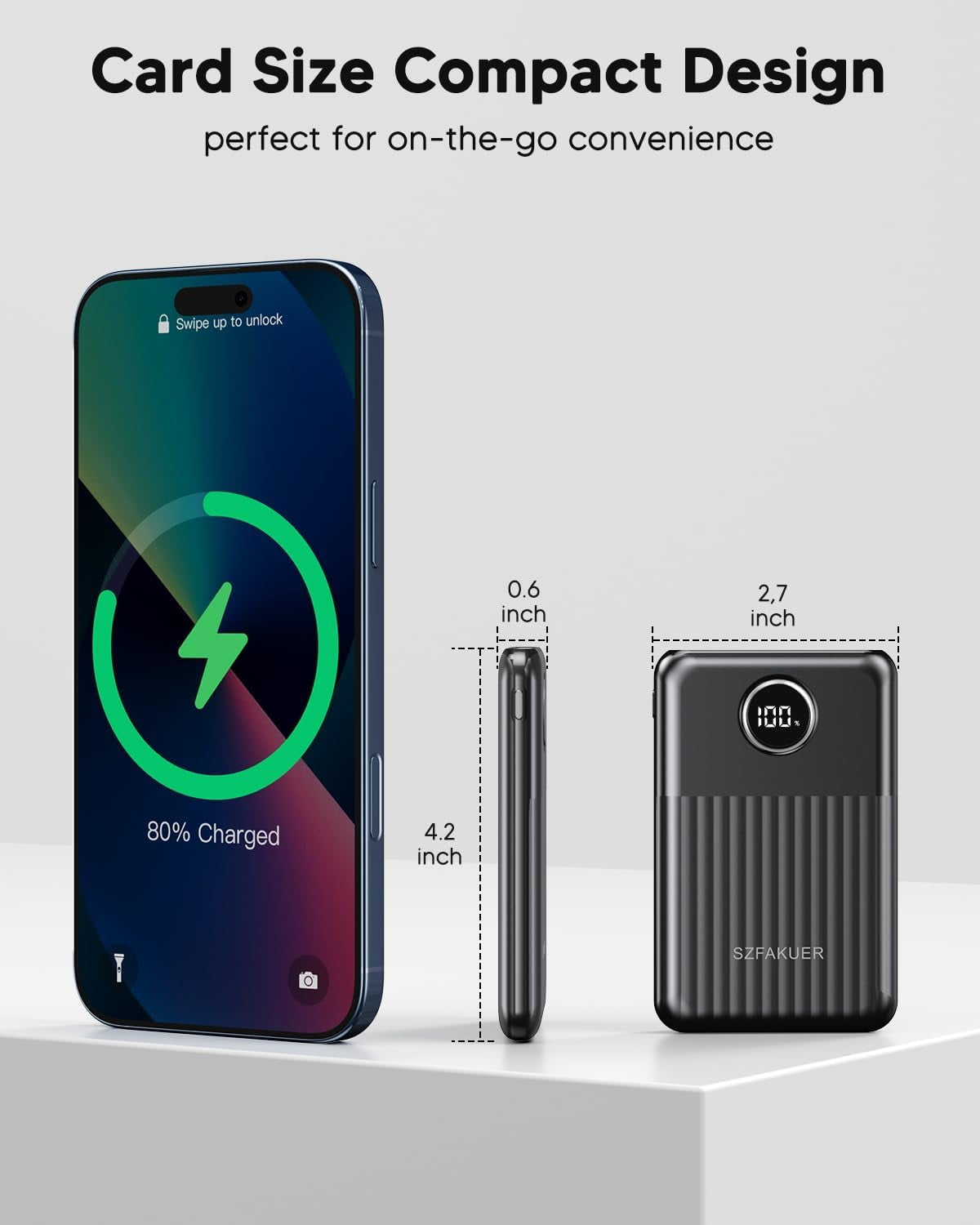 RGHJAR-Portable Charger,Ultra Slim 10000mAh 22.5W Power Bank,USB C in/Output Fast Charging Mini Battery Pack Compatible with iPhone 17 16 15 14 Samsung S23 S22 S21 Google iPad etc (Black)