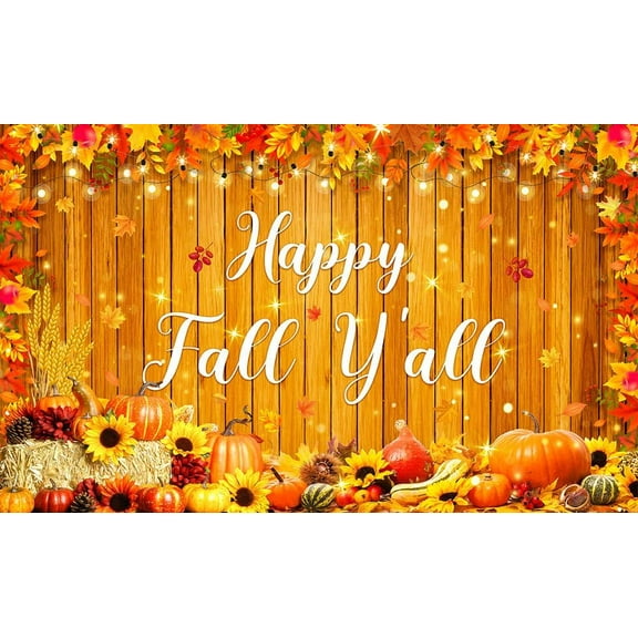 Happy Fall Y'all Backdrop Autunm Harvest Pumpkin Party Decorations Banner Fall Male Leaf Thanksgiving Day Background for Photography