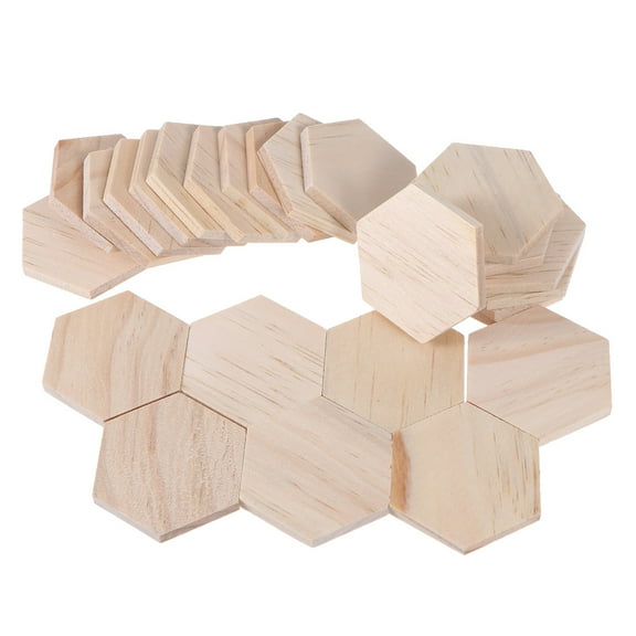 Eease 25Pcs 5CM Wood Hexagon Cutout Shapes DIY Craft Decorations