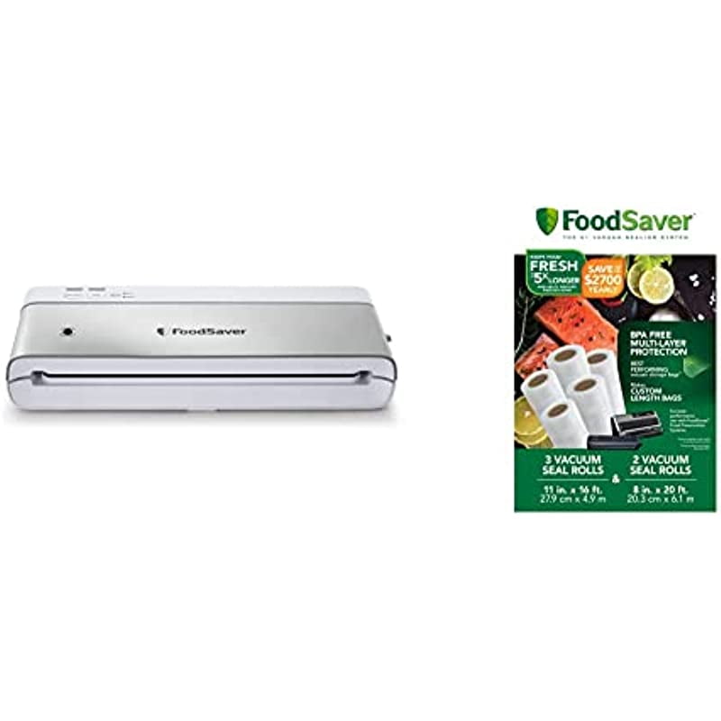 FoodSaver VS0160 PowerVac Compact Vacuum Sealing Machine, White & 8