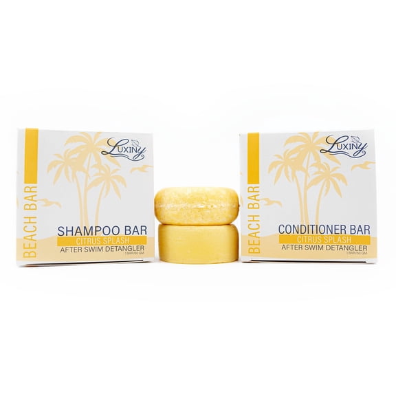Bar Shampoo and Conditioner for Hair, by Luxiny, Made in USA Shampoo and Conditioner Bar Set - 1 Sulfate Free Shampoo Bar, 60g & 1 Moisturizing Conditioner Bar, 50g All Hair Types Citrus Splash