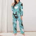 thumbnail image 3 of Kll Lovely Roosters Print Women'S Long Sleeve Pajamas With Pants Sleepwear Loungewear 2 Set-Xx-Large, 3 of 9