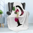 thumbnail image 4 of Letter P Soft Flannel Fleece Throw Blanket, Lady Slipper Flower with Dark Colored Letter P from Alphabet ABC Print, Cozy Plush for Indoor and Outdoor Use, 50" x 60", Magenta Black Green, by Ambesonne, 4 of 5