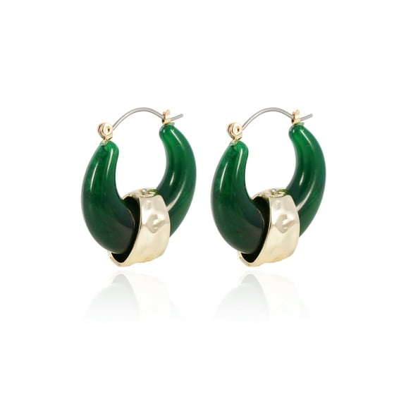 Time and Tru Women's Resin and Metal Hoop Earrings