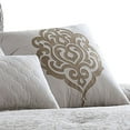 thumbnail image 4 of 10 Piece King Cotton Comforter Set with Textured Floral Print, Gray- Saltoro Sherpi, 4 of 5