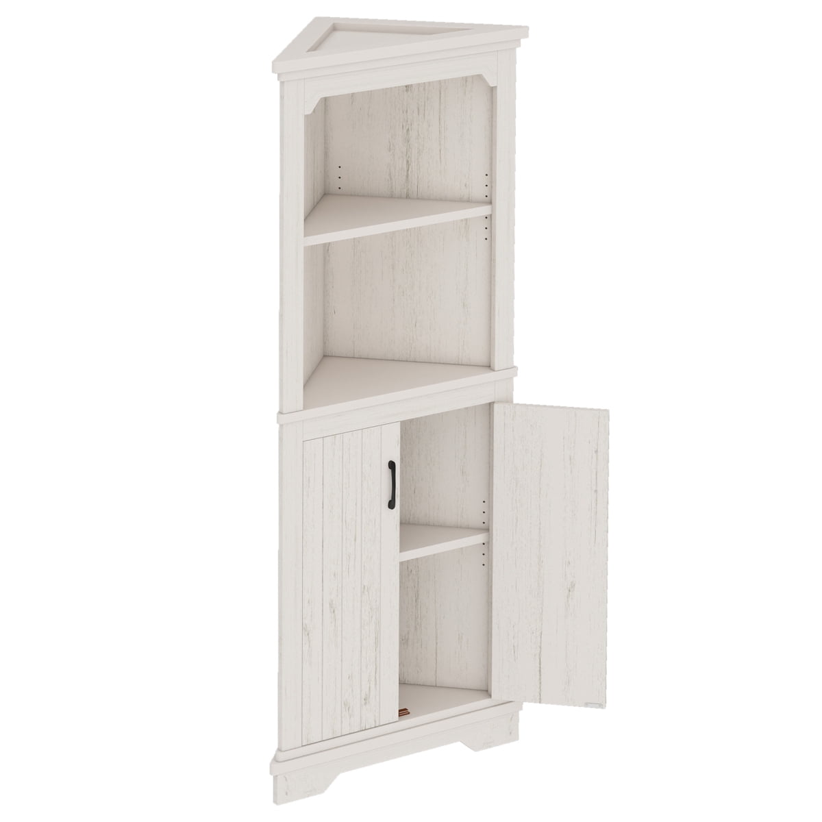 Tall Corner Cabinet with Doors for Living Room, 69.4" Storage Cabinet with Open Shelves, Space-Saving Corner Storage for Bathroom Dining Room Kitchen, Beige