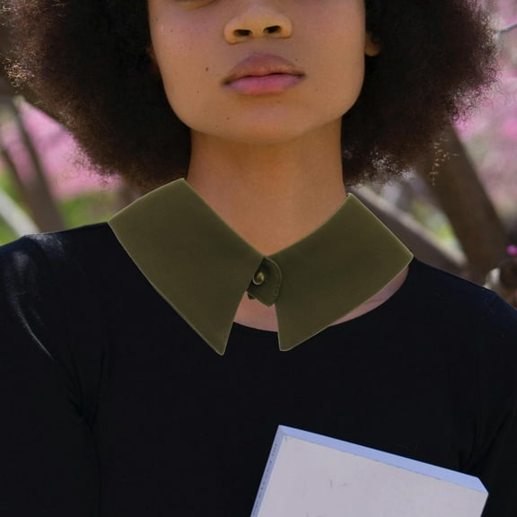 OFFIGAM Olive Green Detachable Fake Collar Polyester Comfortable Decorative Shirt Accessory