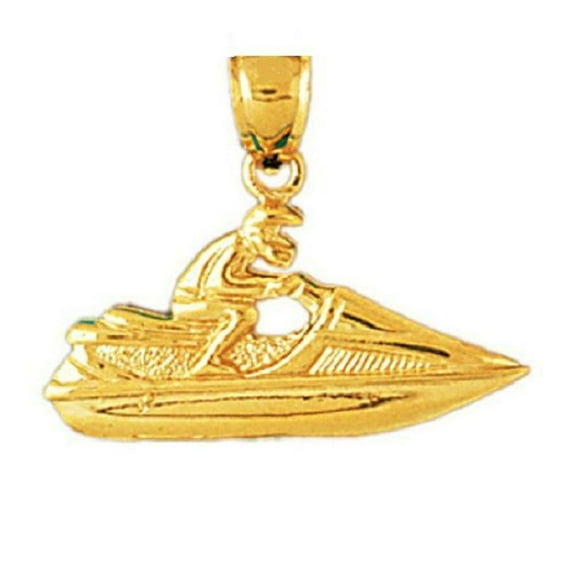14k Yellow Gold Jet Ski Boat Pendant, Made in USA
