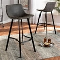 thumbnail image 5 of Bowery Hill Grey and Brown Metal Bar Stools (Set of 2), 5 of 7