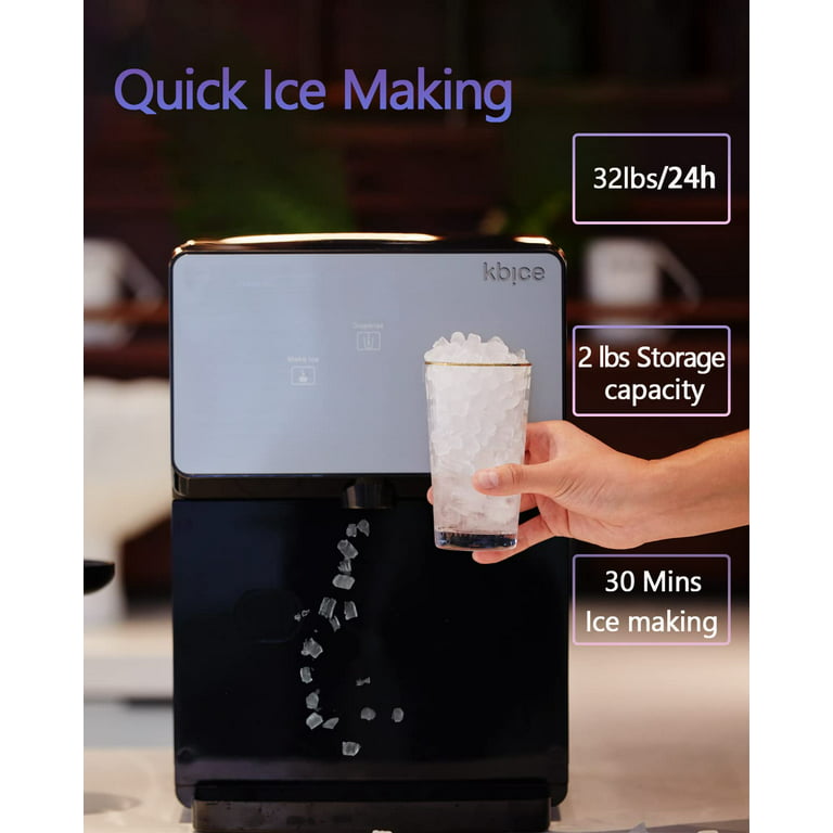 LHRIVER Nugget Ice Maker Countertop, 33lbs/24H with Self-Cleaning Function,  Portable Sonic Ice Machine for Home/Office/Party-Black