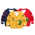 thumbnail image 3 of LYMAYTER Kids Boys V-Neck Knit Top Toddler Long Sleeve Sweaters Baby Printed Cardigan Jacket for 1-7 Years, 3 of 8