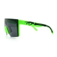 thumbnail image 6 of Polarized 80s Mens Flat Top Bold Shield Lens Rimless Skeleton Arm Sunglasses Green, 6 of 8