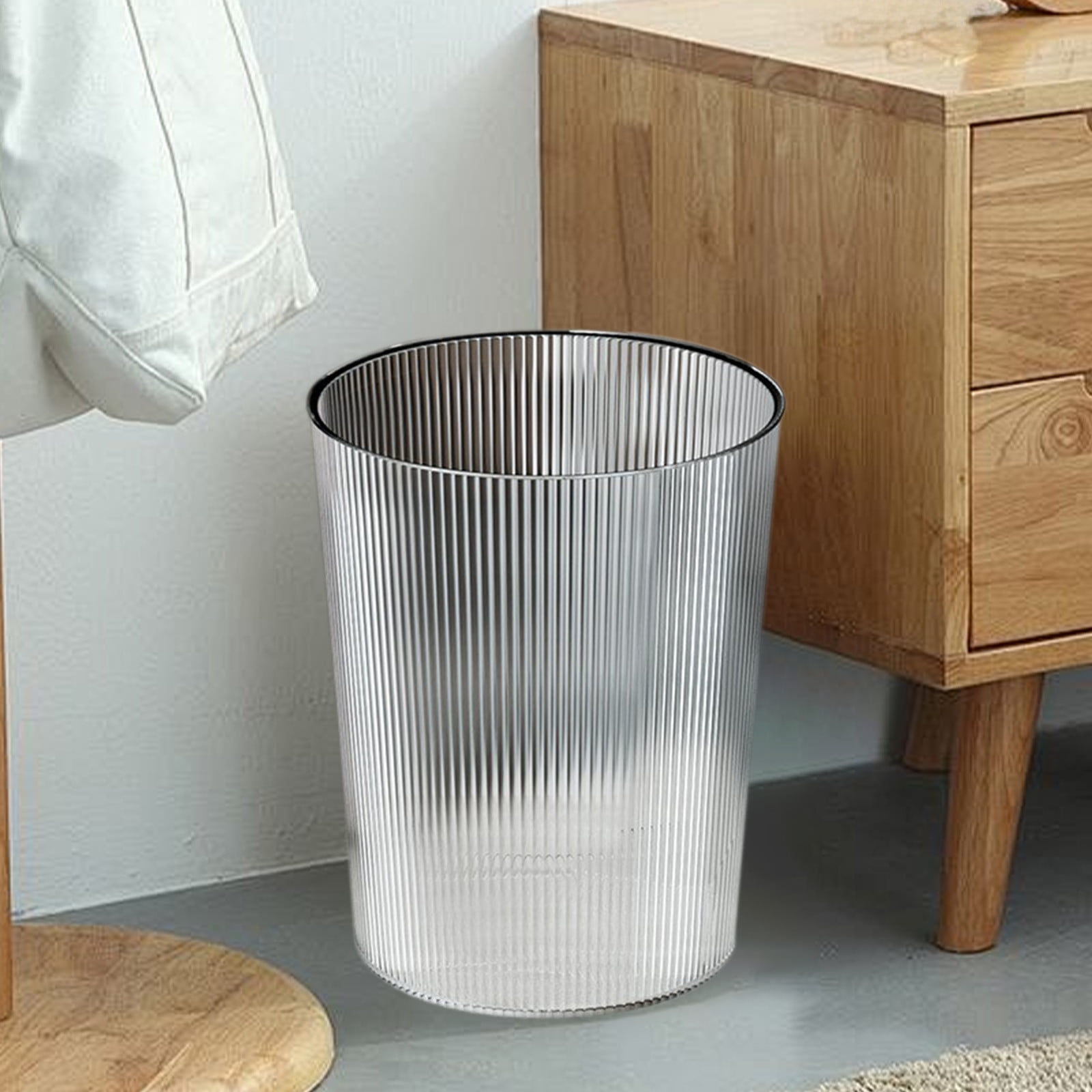 Round Plastic Small 1.7 Gallon Recycle Trash Can Wastebasket, Garbage Container Bin for Bathrooms, Kitchen, Bedroom, Home Office - Durable Plastic - Polished