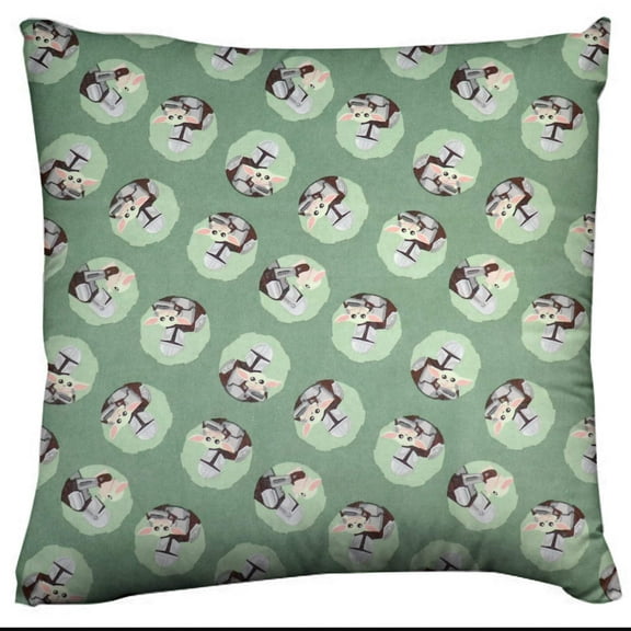 Star Wars Themed Decorative Throw Pillow/Sham Cushion Cover The Mandalorian Mando and Grogu Circles