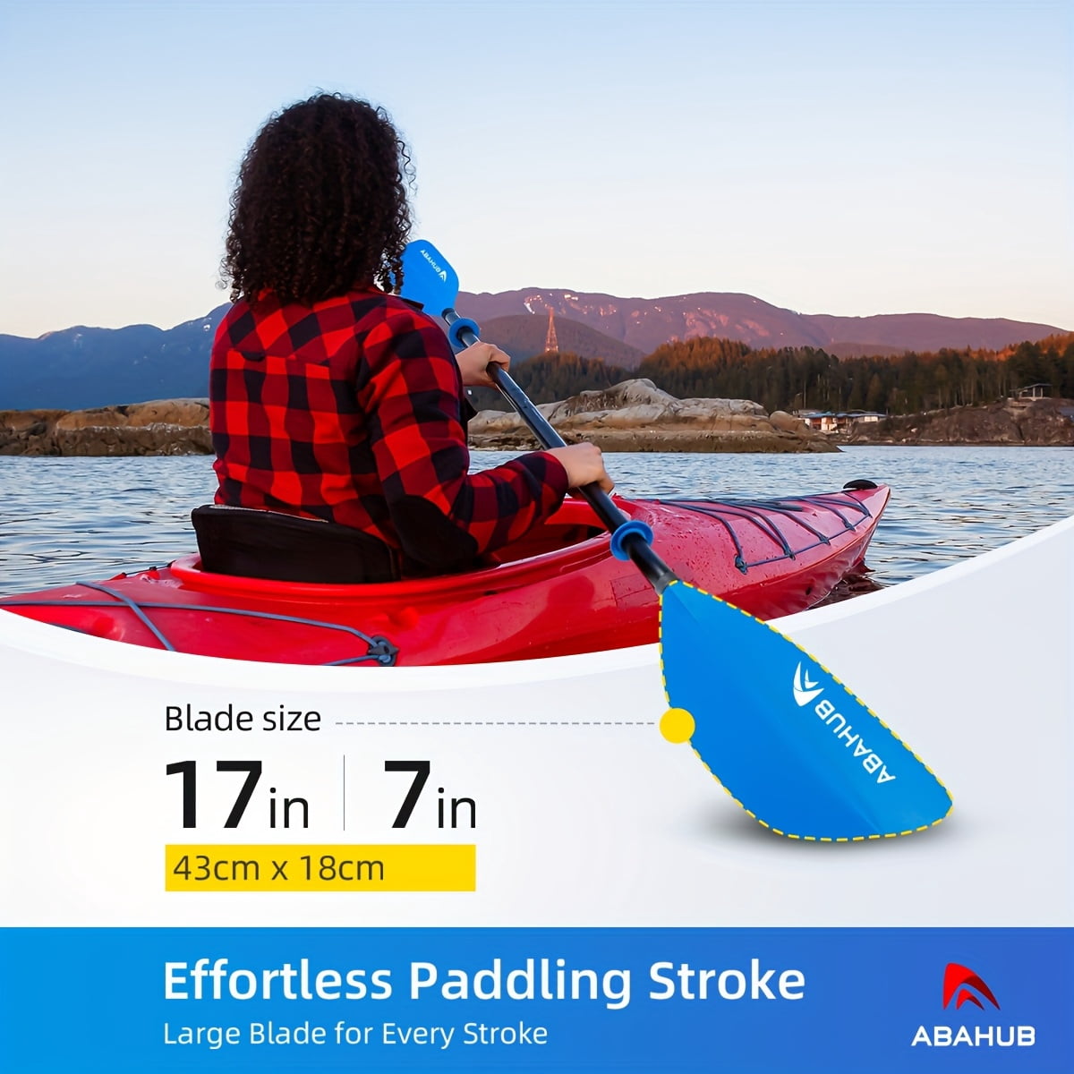 AbahubFit Kayak Paddle 86in/218cm (2-Piece), Lightweight&Floatable Aluminum Shaft for Kayaking Canoeing Boating