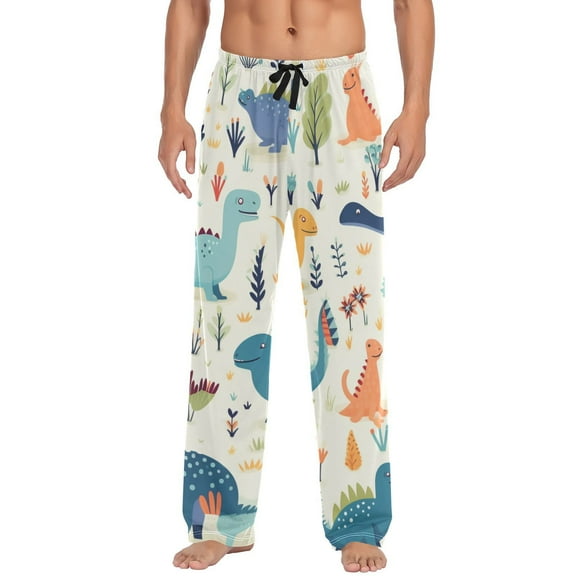 JSTEL Cute Dinosaur Dino Men's Sleepwear Mens Pajama Pants Bottoms with Pockets, S