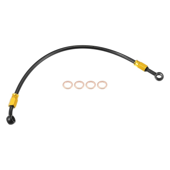 Unique Bargains 40cm 15.75" Length 10mm ID Motorcycle Hydraulic Brake Line Oil Hose Pipe 28° 0° Rubber Black