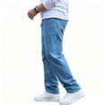 thumbnail image 6 of IhhxPro Men's Cotton Relaxed Fit Jeans with Elastic Waist and Pockets Comfort Stretch Denim Casual Everyday Straight Leg Work Trousers 36-46, 6 of 7