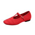 thumbnail image 3 of Willtoo Mary Jane Shoes Women Square Toe Knit Breathable T-Strap Buckle Slip On Walking Shoes Lightweight Comfort Casual Ballet Flats, 3 of 6