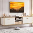 thumbnail image 3 of Finmind 55" Floating TV Stand with 2 Drawers, Wall Mounted Entertainment Center, Media Console Cabinet for Living Room, Bedroom, White & Gold, 3 of 9