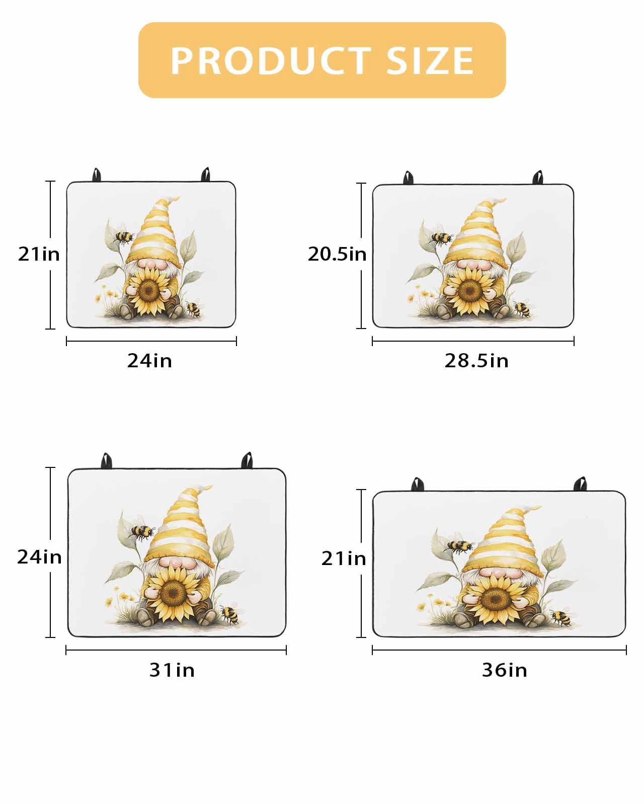 nqOlkjepod Large Induction Cooktop Protector Mat 24"x21", Yellow Gnomes Stove Top Covers for Electric Stove, Sunflower Bee Vintage Abstract Artwork Stove Burner Cover Mats, Glass Top Stove Cover
