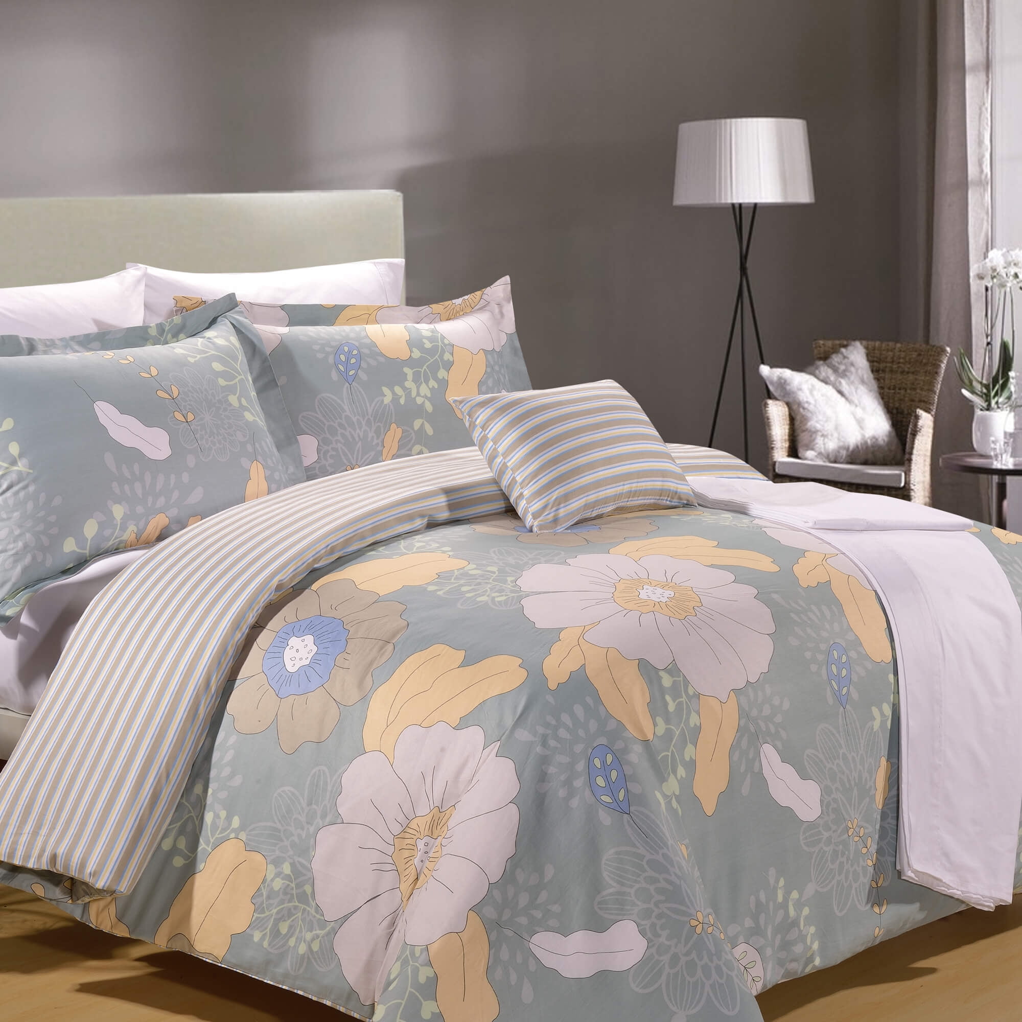 North Home Poppy 100 Cotton 8 Pc Duvet Cover Set Sheet Set