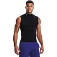 thumbnail image 2 of Under Armour Men's HeatGear Armour Compression Mock Sleeveless , Black (001)/White , Medium, 2 of 2
