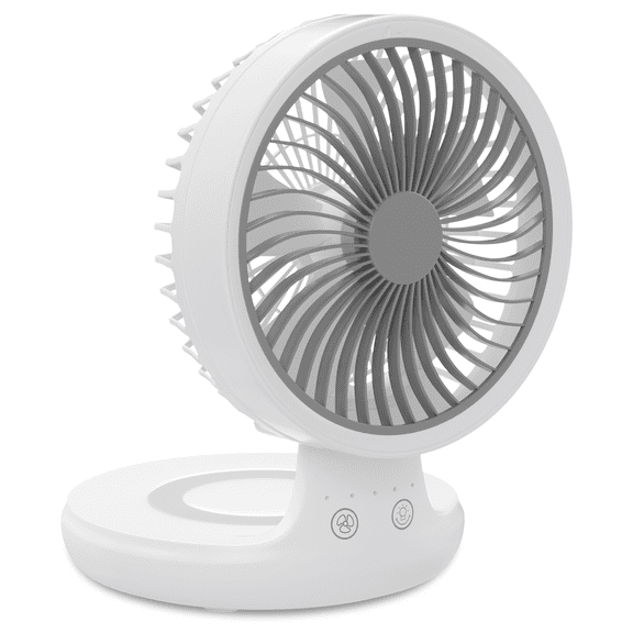 mollie USB Rechargeable Desktop Fan, Foldable Wall Mounted Cooling Fan with LED Light, 4 Speed Adjustable Air Cooler Fan For Home Kitchen, White