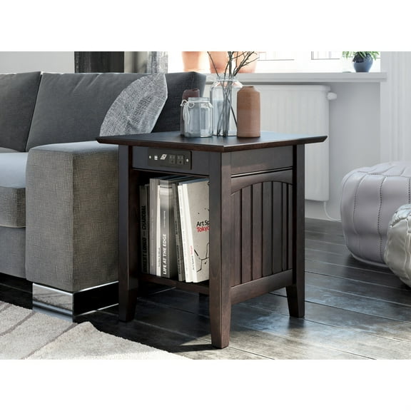 AFI Nantucket End Table with Charging Station, Espresso