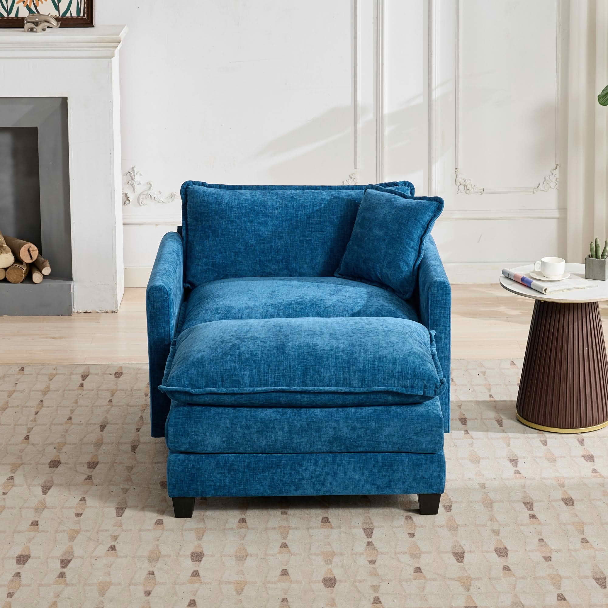 MAYEERTY 41.4 Inch Cloud Single‑Seat Modular Sectional Sofa, Soft Chenille Couch with Double‑Layer Seat Cushion for Home Apartment, Ottoman Not Included