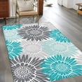thumbnail image 2 of Turquoise Grey Sunflowers Area Rugs 4'x6', Washable Small Throw Rugs for Office Bathroom, Boho Rustic Floral Vintage Blossom Indoor Outdoor Rug Non-Slip Low Pile Carpet Runner Reversible Floor Mats, 2 of 8