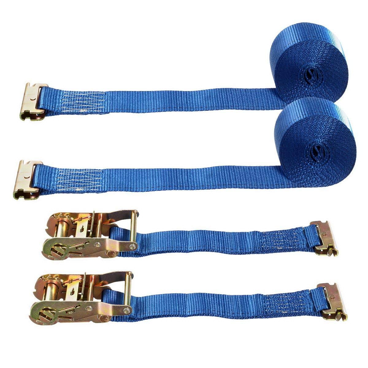 Partsam 2Pack ETrack Ratchet TieDown Straps 2" x16' ATV Mower Tire Straps Tie Down Kit 4400