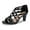 Black Patent Leather, variant on Women Fashion Round Open Toe Block Low Heel Pumps Ballroom Strappy Sandals Back Zip Dance Party Dress Shoes Size 7 Silver