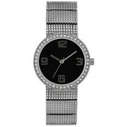 Ladies' Watch with Round Stone Case and Metal Band
