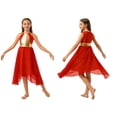 thumbnail image 3 of iiniim Girls Praise Dance Dress Color Block Metallic Liturgical Worship Lyrical Dancewear Red 14, 3 of 7