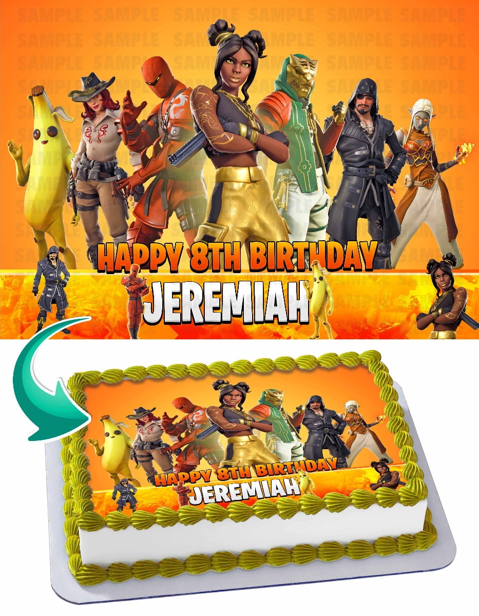 Personalised Fortnight Cake Topper Any Name Age Boys Battle Royale Game