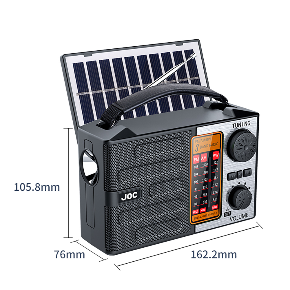 Multi-Band AM/FM/SW1-2 Radio Portable with Bluetooth Speaker, USB TF Card Playing, Strong Emergency Lighting, Solar/USB-C Rechargeable Radio, Transistor Radios Portable AM FM SW, Bluetooth Radio