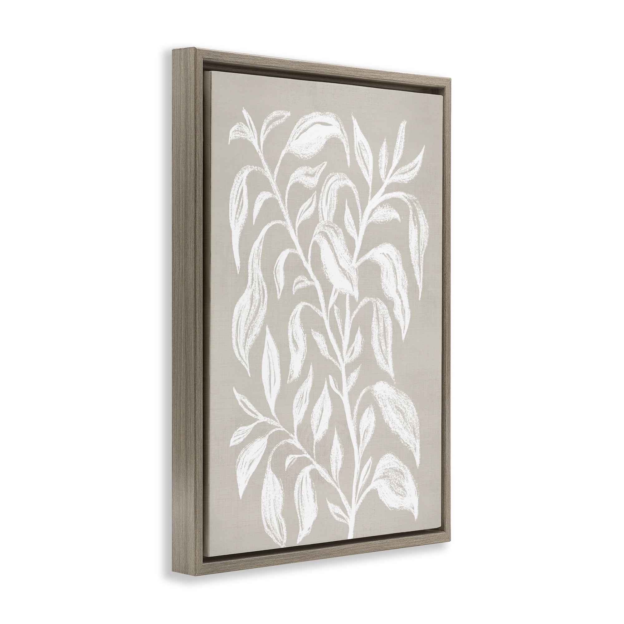 Stupell Industries Chalk Sketch Botanicals Plants & Flowers Painting Brown Floater Framed Canvas Art Print Wall Art, 21 x 31