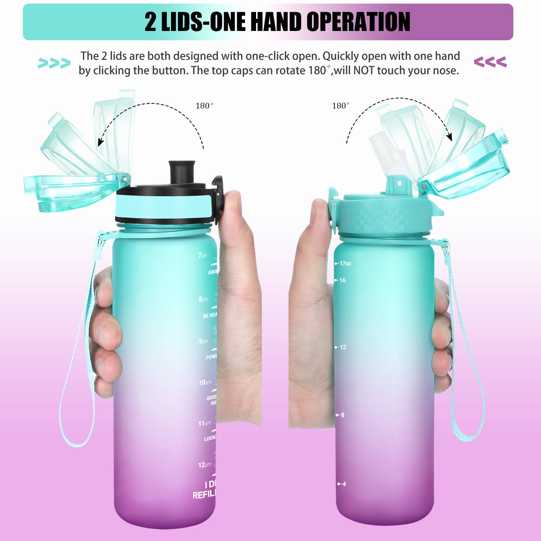 Hoolerry 16 Pieces Water Bottle Bulk for Kids 17 oz Plastic Sports  Leakproof Reusable Portable Large Water Bottles with Handle Strap Lockable  Lid for