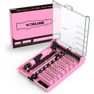 VCELINK Pink Screwdriver Set, Upgraded Small Precision Screwdriver Kit 45 in 1 with Case